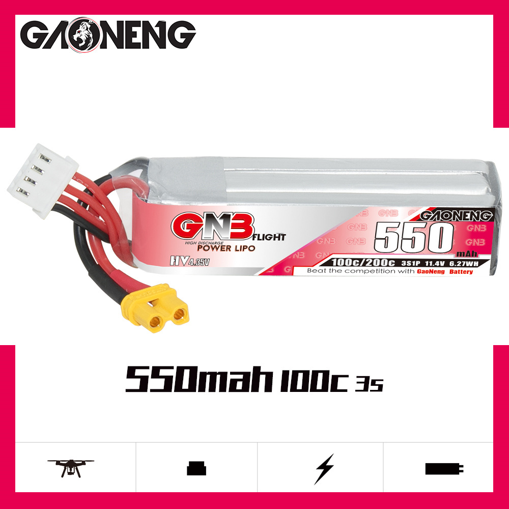 GNB HV 11.4V 550MAh 100C/200C  - Fpv Racing Quadcopter ulasan dan harga
